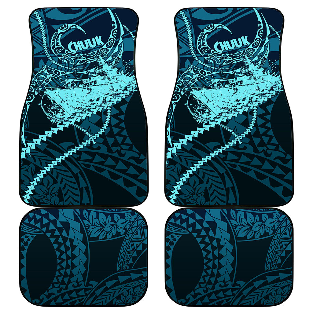 Chuuk Deep Into Truk Lagoon Car Mats Polynesian Tribal Pattern Wreck Diving Teal Ship Art TS04 - Polynesian Pride