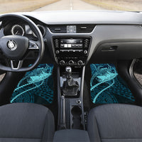 Chuuk Deep Into Truk Lagoon Car Mats Polynesian Tribal Pattern Wreck Diving Teal Ship Art TS04 Set 2pcs - Front Blue Black - Polynesian Pride