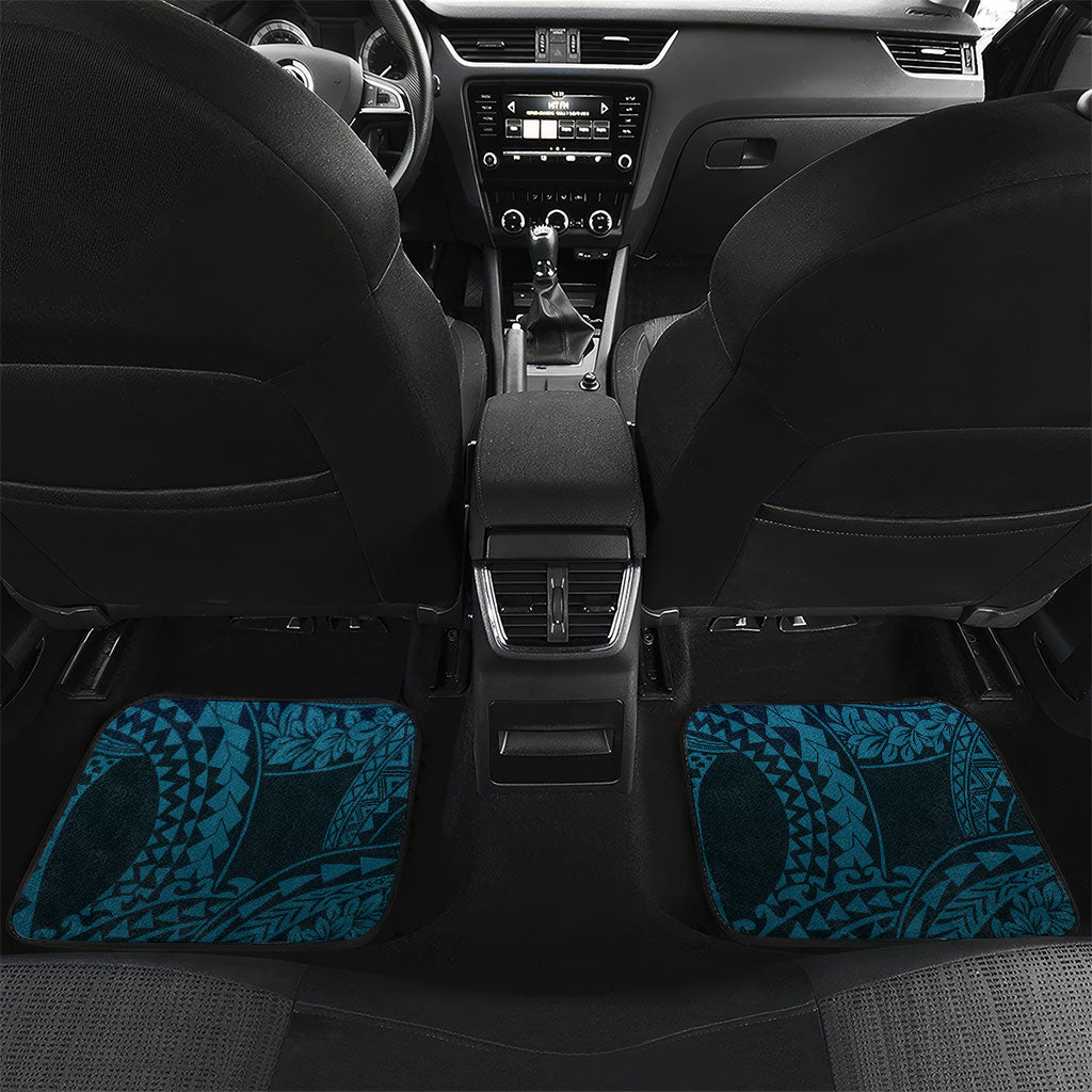Chuuk Deep Into Truk Lagoon Car Mats Polynesian Tribal Pattern Wreck Diving Teal Ship Art TS04 Set 2pcs - Back Blue Black - Polynesian Pride