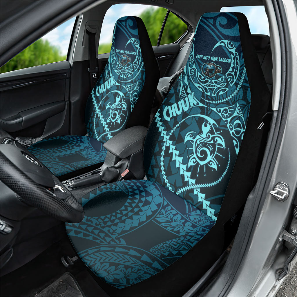 Chuuk Deep Into Truk Lagoon Car Seat Cover Polynesian Tribal Pattern Wreck Diving Teal Ship Art TS04 - Polynesian Pride