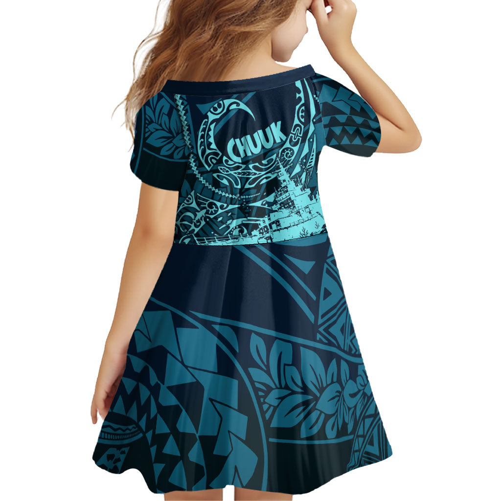 Chuuk Deep Into Truk Lagoon Family Matching Off The Shoulder Long Sleeve Dress and Hawaiian Shirt Polynesian Tribal Pattern Wreck Diving Teal Ship Art TS04 - Polynesian Pride