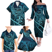 Chuuk Deep Into Truk Lagoon Family Matching Off The Shoulder Long Sleeve Dress and Hawaiian Shirt Polynesian Tribal Pattern Wreck Diving Teal Ship Art TS04 - Polynesian Pride