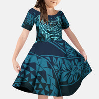 Chuuk Deep Into Truk Lagoon Family Matching Summer Maxi Dress and Hawaiian Shirt Polynesian Tribal Pattern Wreck Diving Teal Ship Art