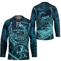 Chuuk Deep Into Truk Lagoon Hockey Jersey Polynesian Tribal Pattern Wreck Diving Teal Ship Art TS04 - Polynesian Pride