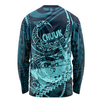 Chuuk Deep Into Truk Lagoon Long Sleeve Shirt Polynesian Tribal Pattern Wreck Diving Teal Ship Art TS04 - Polynesian Pride