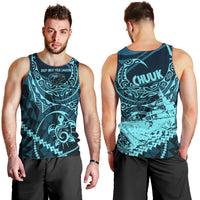 Chuuk Deep Into Truk Lagoon Men Tank Top Polynesian Tribal Pattern Wreck Diving Teal Ship Art TS04 - Polynesian Pride