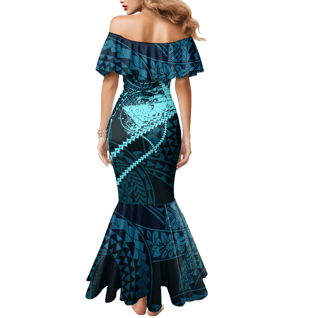Chuuk Deep Into Truk Lagoon Mermaid Dress Polynesian Tribal Pattern Wreck Diving Teal Ship Art TS04 - Polynesian Pride