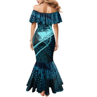 Chuuk Deep Into Truk Lagoon Mermaid Dress Polynesian Tribal Pattern Wreck Diving Teal Ship Art TS04 - Polynesian Pride