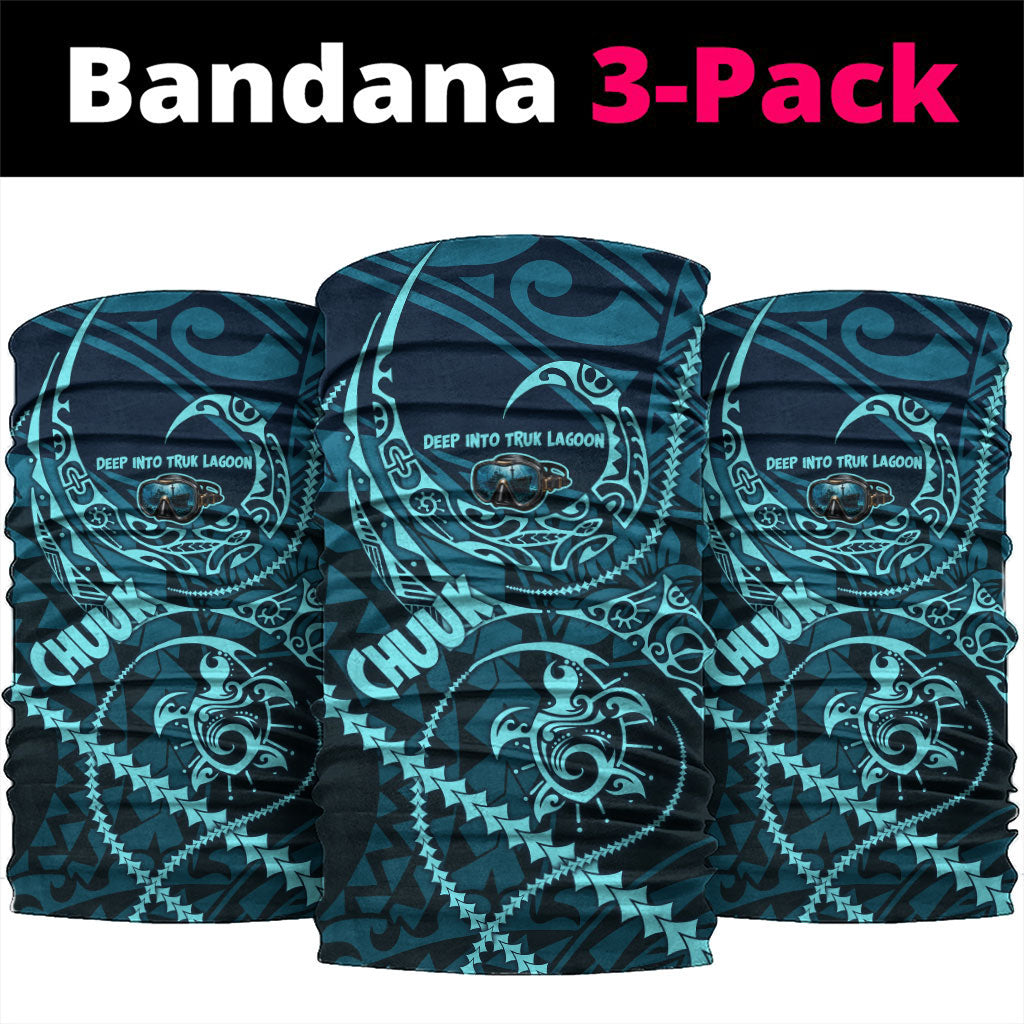 Chuuk Deep Into Truk Lagoon Neck Gaiter Polynesian Tribal Pattern Wreck Diving Teal Ship Art TS04 package One Size: 25*50cm Blue Black - Polynesian Pride