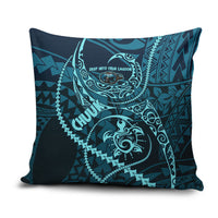 Chuuk Deep Into Truk Lagoon Pillow Cover Polynesian Tribal Pattern Wreck Diving Teal Ship Art TS04 Blue Black - Polynesian Pride