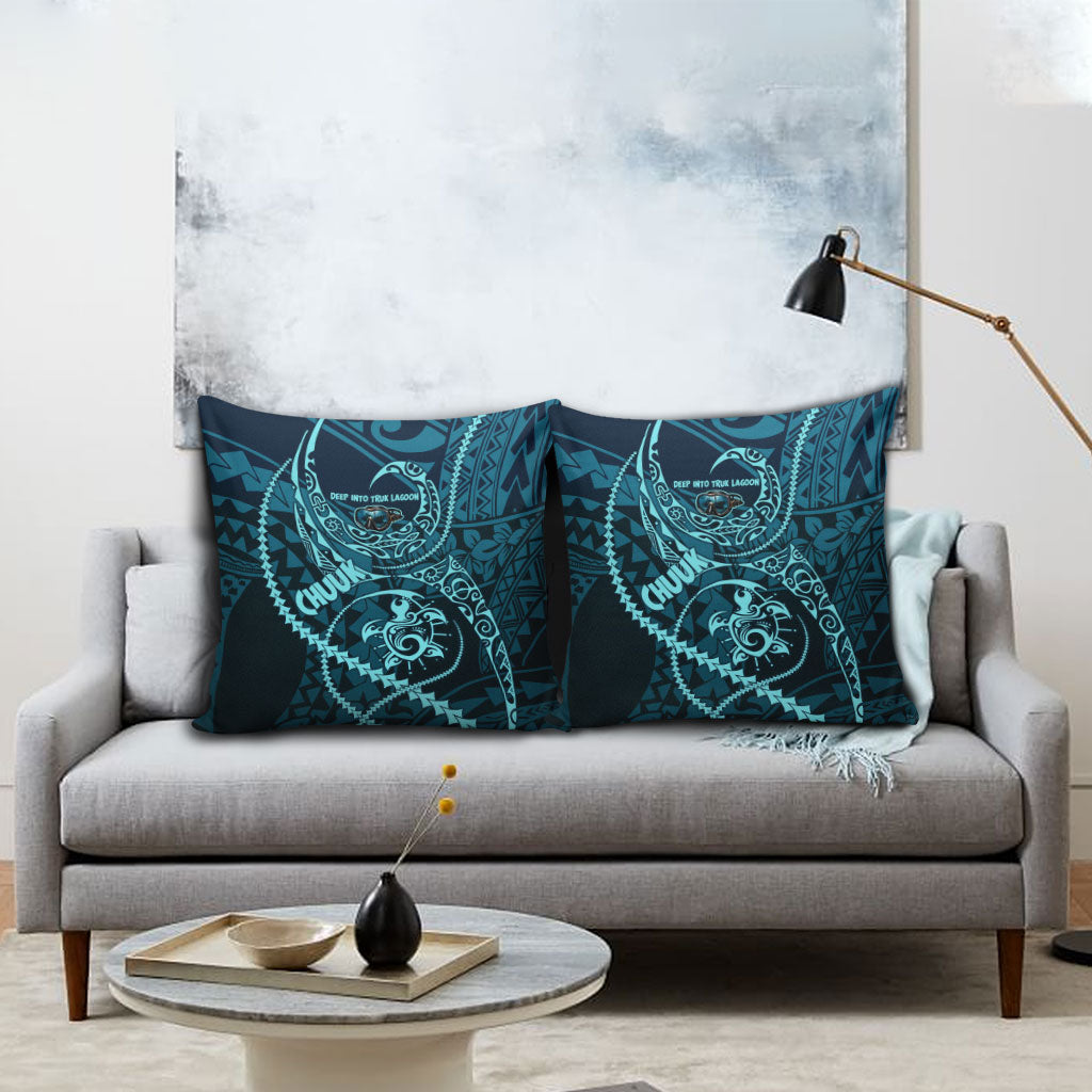 Chuuk Deep Into Truk Lagoon Pillow Cover Polynesian Tribal Pattern Wreck Diving Teal Ship Art TS04 - Polynesian Pride