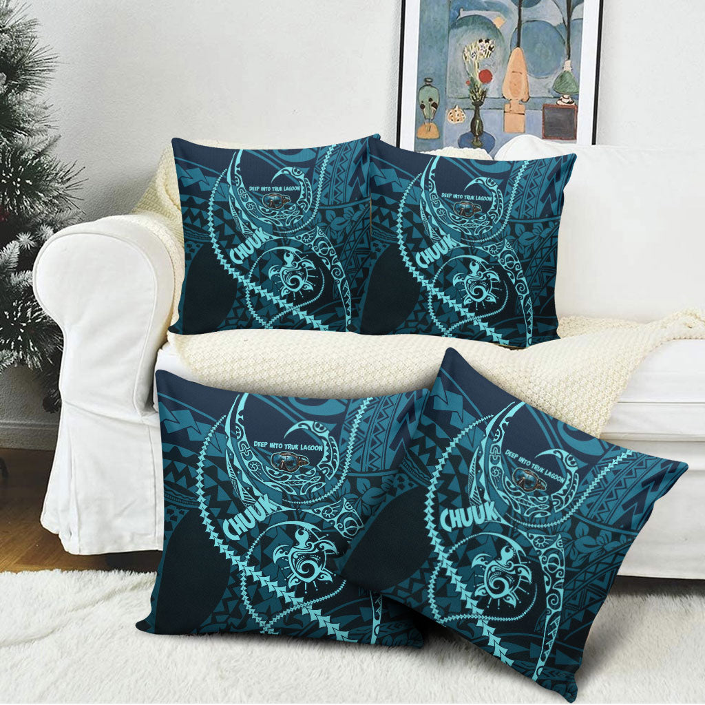 Chuuk Deep Into Truk Lagoon Pillow Cover Polynesian Tribal Pattern Wreck Diving Teal Ship Art TS04 - Polynesian Pride
