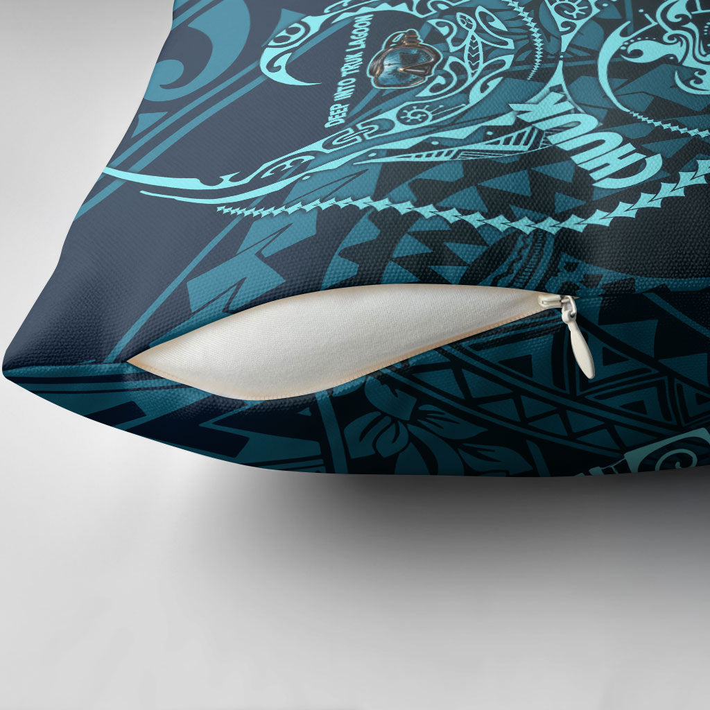 Chuuk Deep Into Truk Lagoon Pillow Cover Polynesian Tribal Pattern Wreck Diving Teal Ship Art TS04 - Polynesian Pride