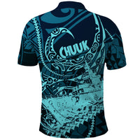 Chuuk Deep Into Truk Lagoon Polo Shirt Polynesian Tribal Pattern Wreck Diving Teal Ship Art TS04 - Polynesian Pride