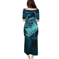 Chuuk Deep Into Truk Lagoon Puletasi Polynesian Tribal Pattern Wreck Diving Teal Ship Art TS04 - Polynesian Pride