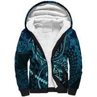 Chuuk Deep Into Truk Lagoon Sherpa Hoodie Polynesian Tribal Pattern Wreck Diving Teal Ship Art TS04 Unisex Blue Black - Polynesian Pride
