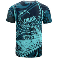 Chuuk Deep Into Truk Lagoon T Shirt Polynesian Tribal Pattern Wreck Diving Teal Ship Art TS04 - Polynesian Pride
