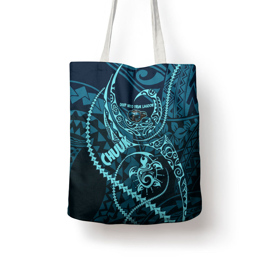 Chuuk Deep Into Truk Lagoon Tote Bag Polynesian Tribal Pattern Wreck Diving Teal Ship Art TS04 - Polynesian Pride