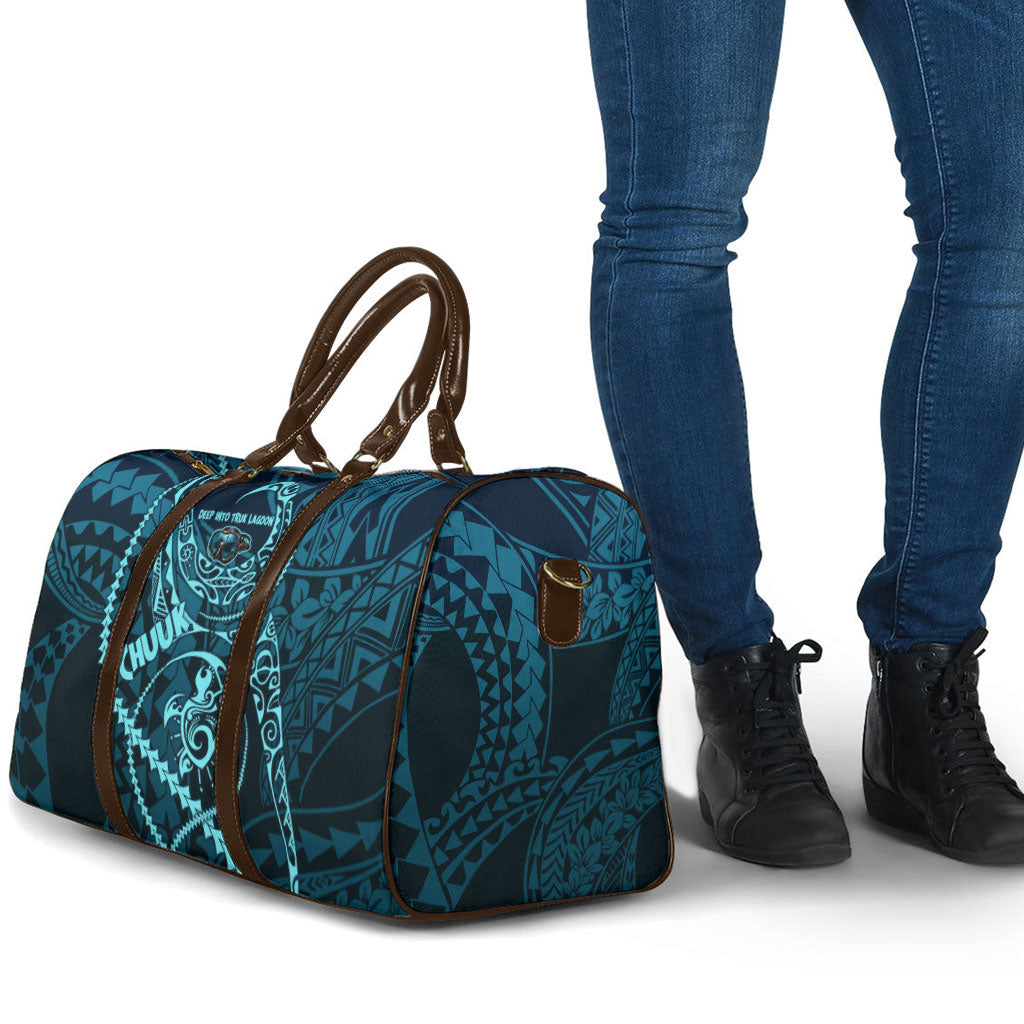 Chuuk Deep Into Truk Lagoon Travel Bag Polynesian Tribal Pattern Wreck Diving Teal Ship Art TS04 - Polynesian Pride