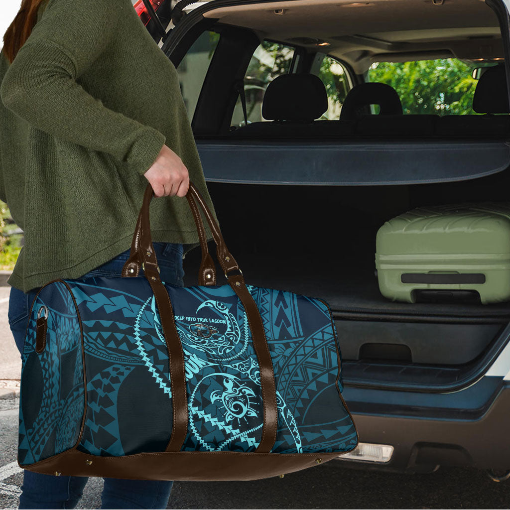 Chuuk Deep Into Truk Lagoon Travel Bag Polynesian Tribal Pattern Wreck Diving Teal Ship Art TS04 - Polynesian Pride