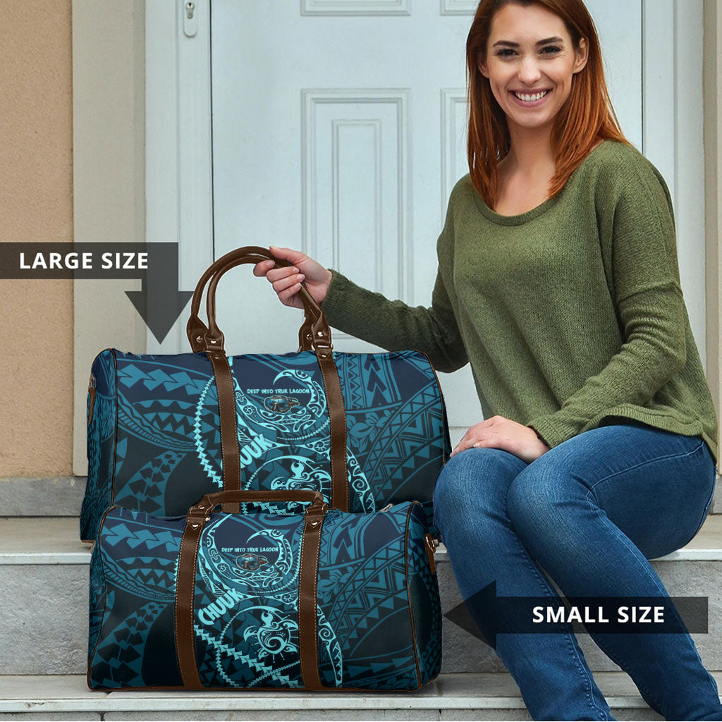 Chuuk Deep Into Truk Lagoon Travel Bag Polynesian Tribal Pattern Wreck Diving Teal Ship Art TS04 - Polynesian Pride