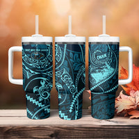 Chuuk Deep Into Truk Lagoon Tumbler With Handle Polynesian Tribal Pattern Wreck Diving Teal Ship Art TS04 - Polynesian Pride