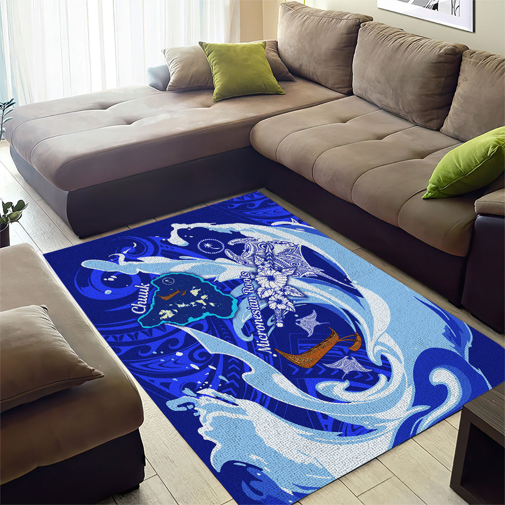 Chuuk Micronesian Roots Area Rug Polynesian Tribal Pattern Hibiscus Flower And Stingray Art TS04 - Polynesian Pride
