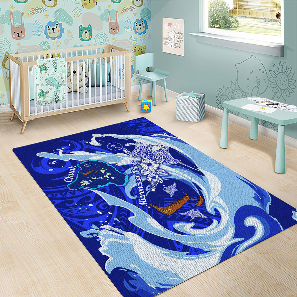 Chuuk Micronesian Roots Area Rug Polynesian Tribal Pattern Hibiscus Flower And Stingray Art TS04 - Polynesian Pride