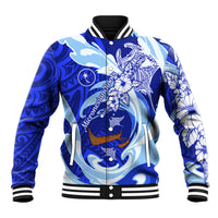 Chuuk Micronesian Roots Baseball Jacket Polynesian Tribal Pattern Hibiscus Flower And Stingray Art