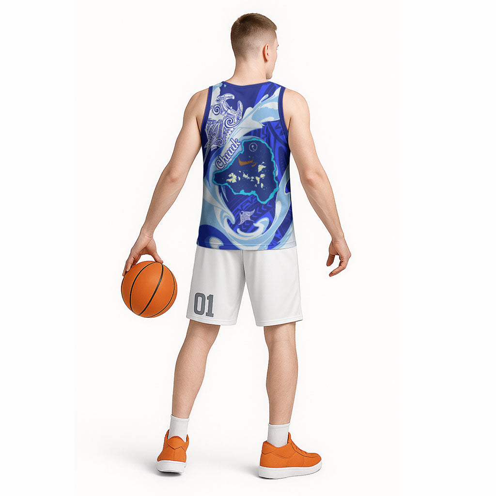 Chuuk Micronesian Roots Basketball Jersey Polynesian Tribal Pattern Hibiscus Flower And Stingray Art TS04 - Polynesian Pride