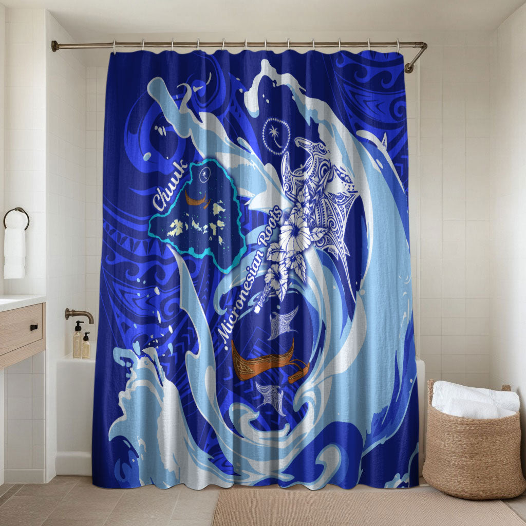 Chuuk Micronesian Roots Bathroom Set Polynesian Tribal Pattern Hibiscus Flower And Stingray Art