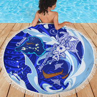 Chuuk Micronesian Roots Beach Blanket Polynesian Tribal Pattern Hibiscus Flower And Stingray Art