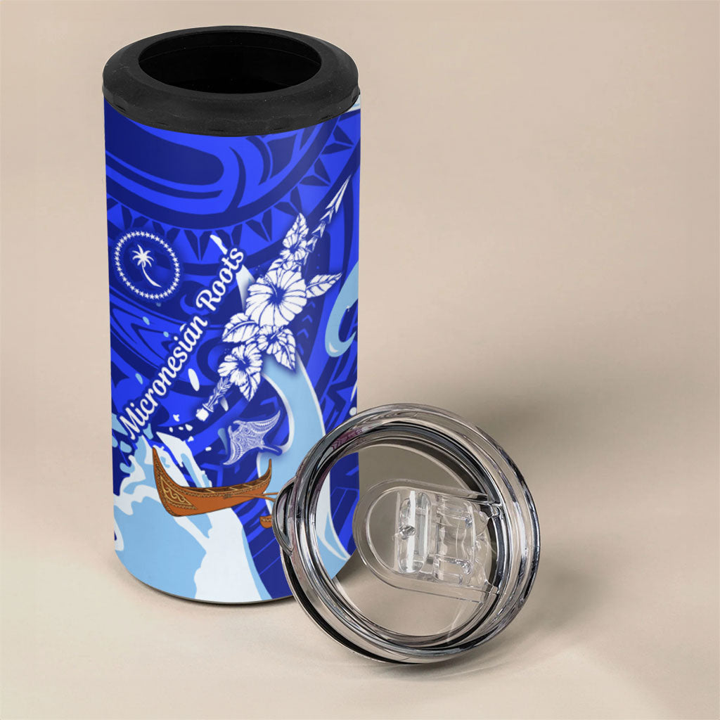 Chuuk Micronesian Roots 4 in 1 Can Cooler Tumbler Polynesian Tribal Pattern Hibiscus Flower And Stingray Art TS04 - Polynesian Pride