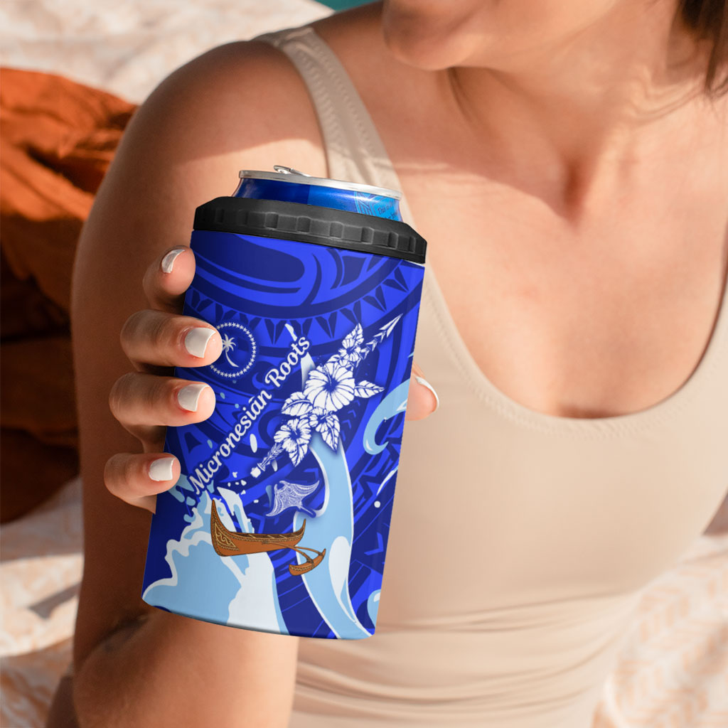 Chuuk Micronesian Roots 4 in 1 Can Cooler Tumbler Polynesian Tribal Pattern Hibiscus Flower And Stingray Art TS04 - Polynesian Pride