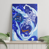 Chuuk Micronesian Roots Canvas Wall Art Polynesian Tribal Pattern Hibiscus Flower And Stingray Art TS04 - Polynesian Pride
