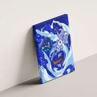 Chuuk Micronesian Roots Canvas Wall Art Polynesian Tribal Pattern Hibiscus Flower And Stingray Art TS04 - Polynesian Pride