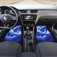 Chuuk Micronesian Roots Car Mats Polynesian Tribal Pattern Hibiscus Flower And Stingray Art TS04 Set 2pcs - Front Blue White - Polynesian Pride