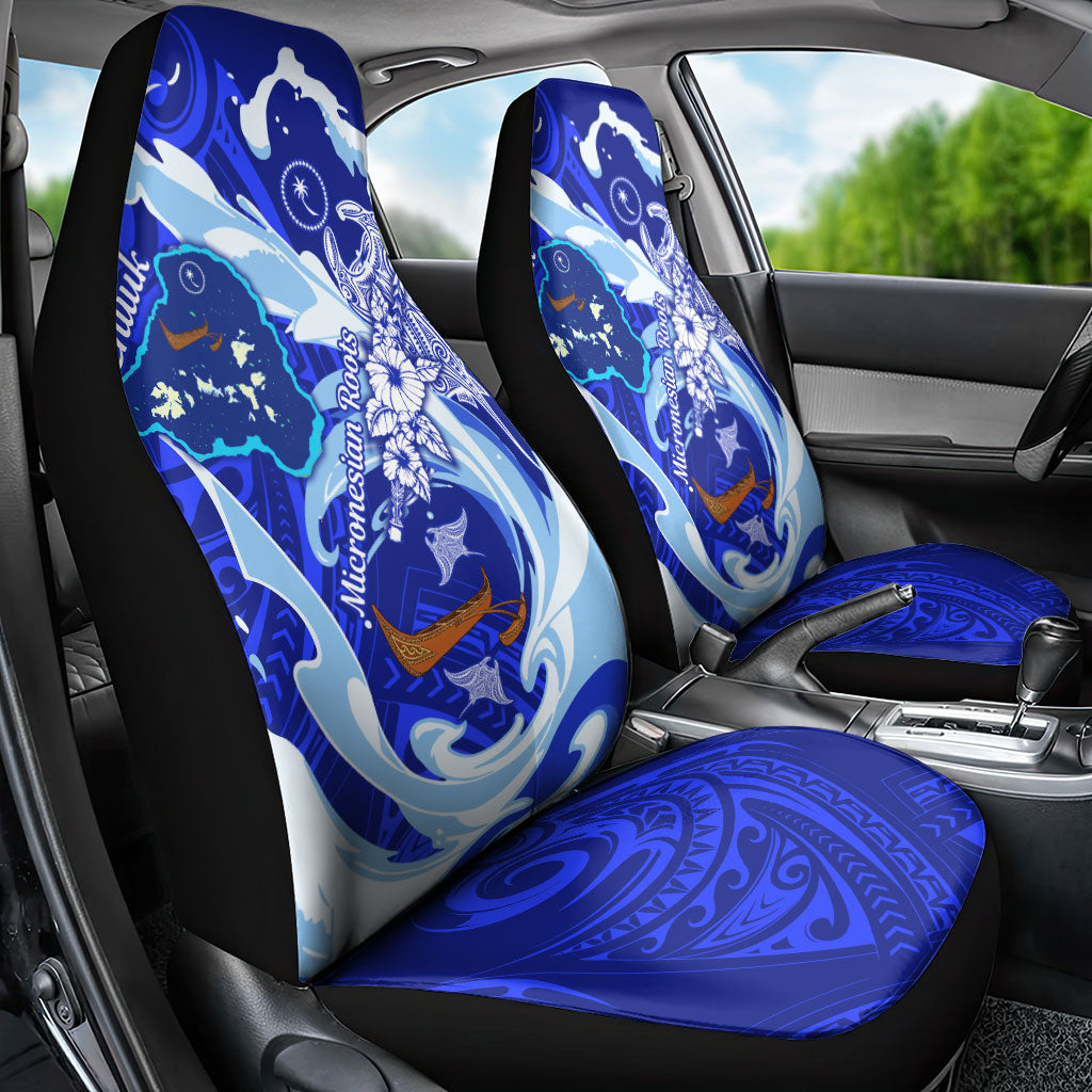 Chuuk Micronesian Roots Car Seat Cover Polynesian Tribal Pattern Hibiscus Flower And Stingray Art TS04 - Polynesian Pride