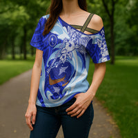 Chuuk Micronesian Roots Cross Shoulder Shirt Polynesian Tribal Pattern Hibiscus Flower And Stingray Art TS04 - Polynesian Pride