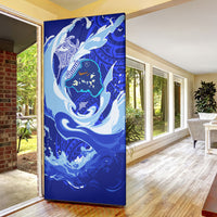 Chuuk Micronesian Roots Door Cover Polynesian Tribal Pattern Hibiscus Flower And Stingray Art TS04 - Polynesian Pride