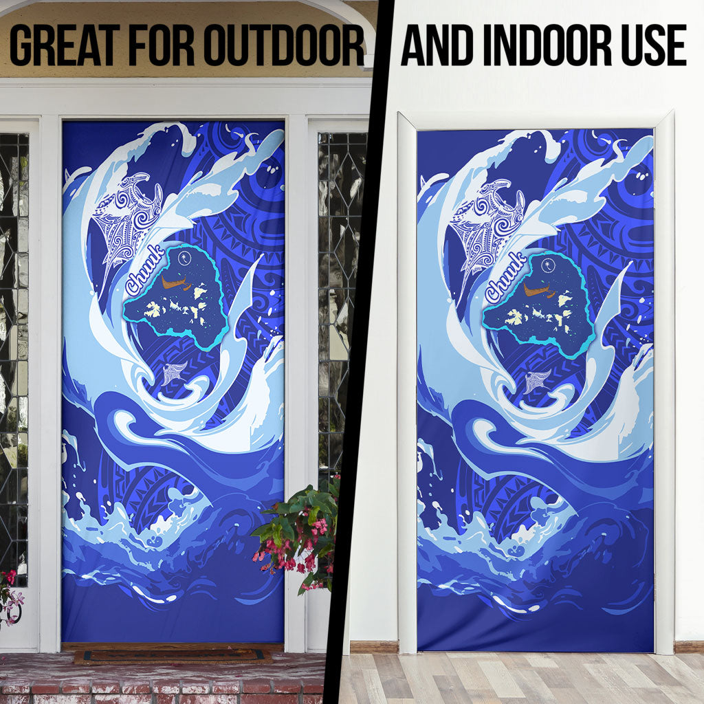 Chuuk Micronesian Roots Door Cover Polynesian Tribal Pattern Hibiscus Flower And Stingray Art TS04 - Polynesian Pride