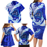 Chuuk Micronesian Roots Family Matching Long Sleeve Bodycon Dress and Hawaiian Shirt Polynesian Tribal Pattern Hibiscus Flower And Stingray Art TS04 - Polynesian Pride