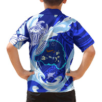Chuuk Micronesian Roots Family Matching Off The Shoulder Long Sleeve Dress and Hawaiian Shirt Polynesian Tribal Pattern Hibiscus Flower And Stingray Art TS04 - Polynesian Pride