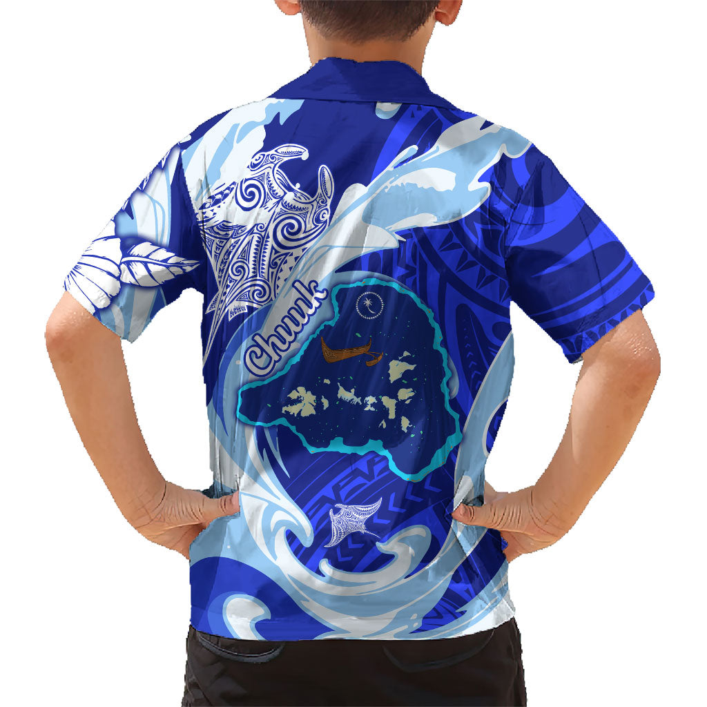 Chuuk Micronesian Roots Family Matching Puletasi and Hawaiian Shirt Polynesian Tribal Pattern Hibiscus Flower And Stingray Art