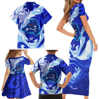Chuuk Micronesian Roots Family Matching Short Sleeve Bodycon Dress and Hawaiian Shirt Polynesian Tribal Pattern Hibiscus Flower And Stingray Art TS04 - Polynesian Pride