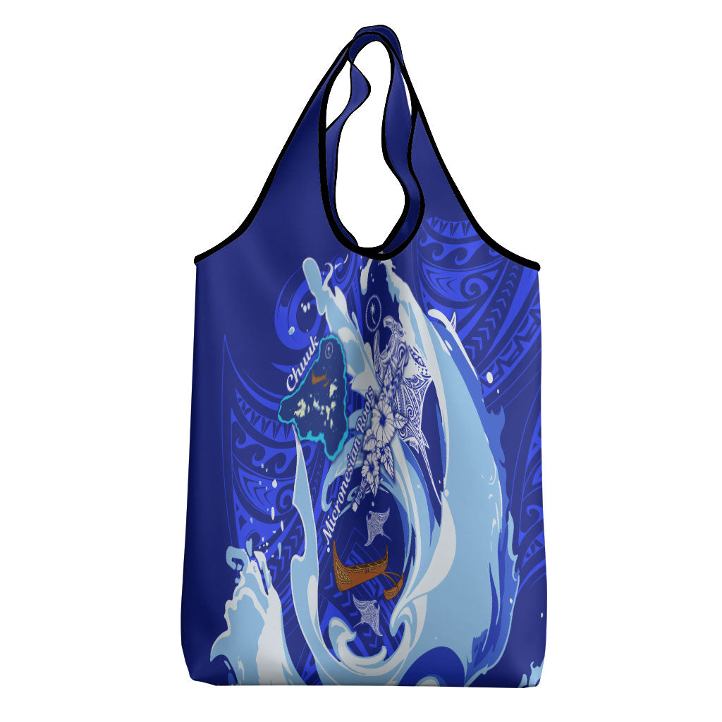 Chuuk Micronesian Roots Grocery Bag Polynesian Tribal Pattern Hibiscus Flower And Stingray Art TS04 - Polynesian Pride