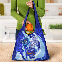 Chuuk Micronesian Roots Grocery Bag Polynesian Tribal Pattern Hibiscus Flower And Stingray Art TS04 - Polynesian Pride