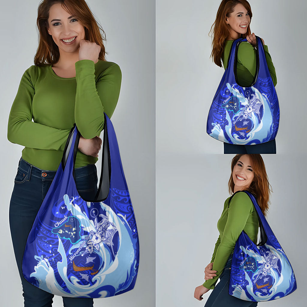 Chuuk Micronesian Roots Grocery Bag Polynesian Tribal Pattern Hibiscus Flower And Stingray Art TS04 - Polynesian Pride