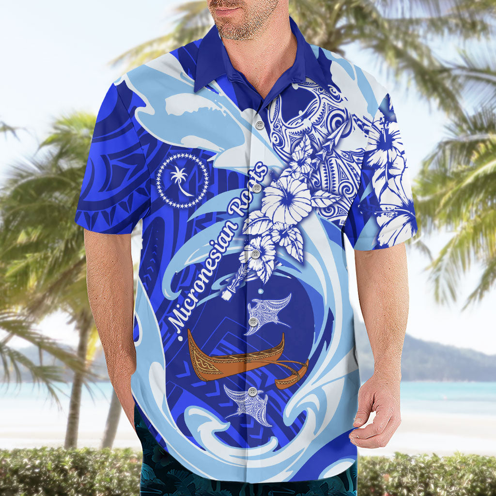 Chuuk Micronesian Roots Hawaiian Shirt Polynesian Tribal Pattern Hibiscus Flower And Stingray Art TS04 - Polynesian Pride