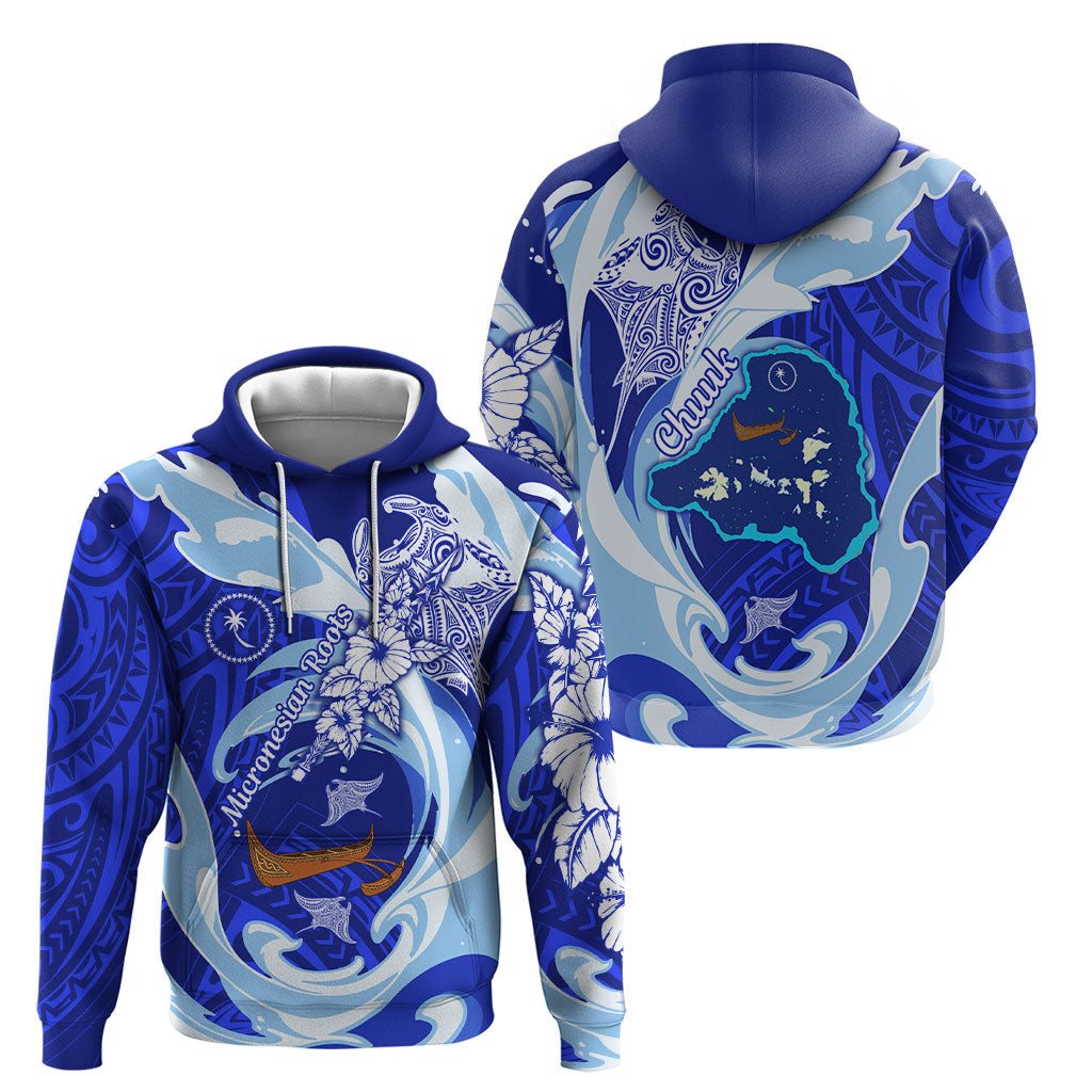 Chuuk Micronesian Roots Hoodie Polynesian Tribal Pattern Hibiscus Flower And Stingray Art TS04 - Polynesian Pride